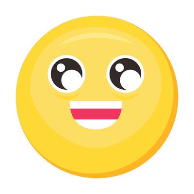 Excited Laughing Emoji Cute Cartoon Icon Element