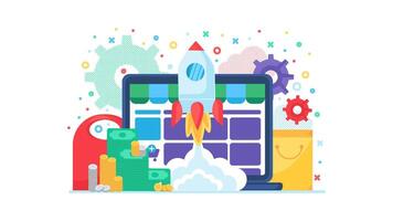 Launch Of High Tech Startup Project Concept vector