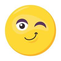 Winking Smiling Emoji Cute Cartoon Icon Element vector