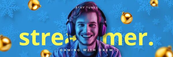 Blue Game Streamer Twitter Header template