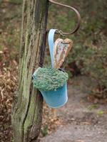 A blue bucket with a heart on it photo