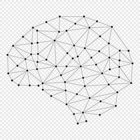 Brain design with dots and connecting lines. Low poly brain. Polygonal human brain. Brain mapping concept. illustration vector