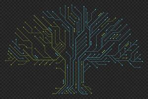 Circuit board tree. Tree data technology circuit line. Abstract futuristic circuit board. Futuristic technology design elements. illustration vector