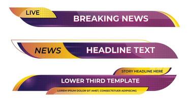 Lower third banner. Broadcast news lower third banner template design. Lower third bar template for breaking news. headline title vector