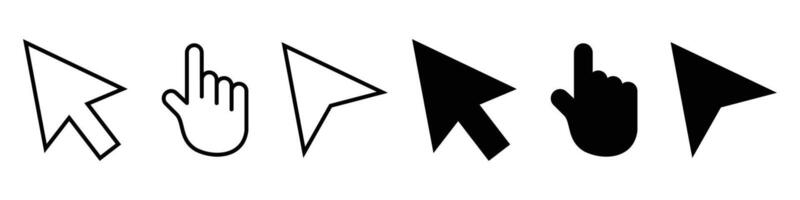 Computer mouse click cursor icon set. Pointer cursor icons. Arrow and hand pointer. Cursor icon. Computer click icon vector