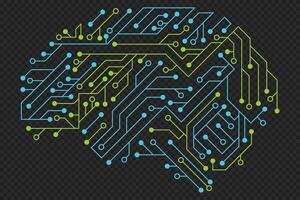 Artificial Intelligence brain illustration with board circuit. Circuit board human brain. Circuit board. illustration vector