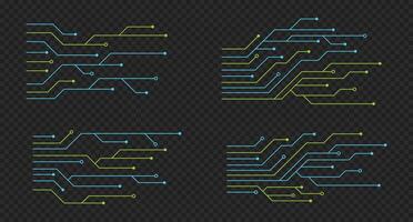 Set of printed circuit board. Abstract futuristic circuit board. Digital circuit board. Futuristic technology design elements. illustration vector