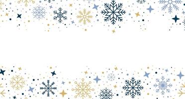 Abstract snowflake border. Snowflakes pattern. Snowfall repeat backdrop. Winter holidays theme. Background with snowflakes. illustration vector