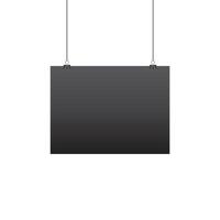 Paper hanging on clip. Poster mockup with black frame. Poster hanging on rope with clips. Realistic empty banner. illustration vector