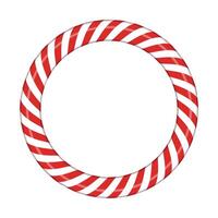 Candy cane frame with red and white striped. Circle frame with striped candy lollipop pattern. Winter ornament decoration. illustration vector