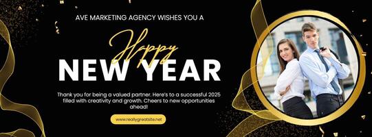 Gold Ribbon New Year Company Facebook Cover template
