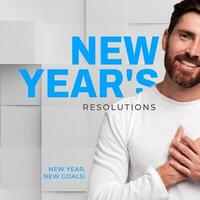 Grey Blue New Year Resolutions Caraousel Instagram Post template