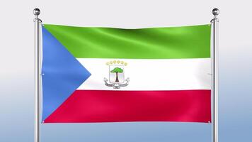 Equatorial Guinea Flag Hangs On The Pole On Both Sides video