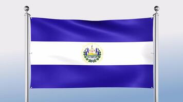 El Salvador Flag Hangs On The Pole On Both Sides video