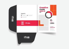 Presentation folder design red color for your business vector