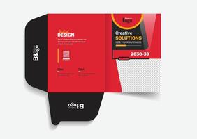 Red color presentation folder design template vector
