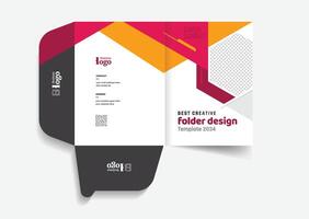 Presentation folder design colorful template vector