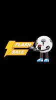 3D Soccer Ball Character Pointing At Flash Sale Text, Ideal For Discounts, Special Offers, And Promotions. Transparent Background. Alpha Background. Looping Animation. video