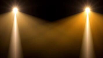 Spotlight on stage. Optical lens flares overlay shine effect on a black background. video