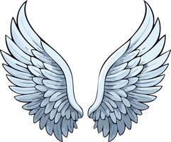 Pair of Angel Wings Illustration with Soft White Feathers vector