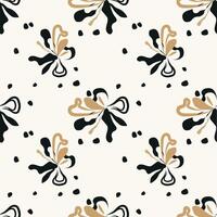 Abstract seamless black and cream flowers art pattern design. seamless cream flowers with leaf pattern vector