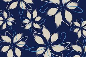 blue Flowers pattern design in , texture used for wallpaper. seamless cream flowers with leaf pattern on blue background vector