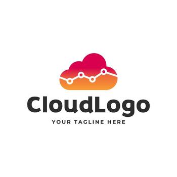 Cloud logo template with a graph and cloud vector