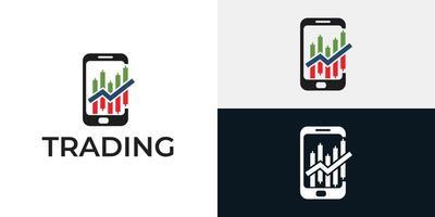 Trading mobile phone icon illustration vector