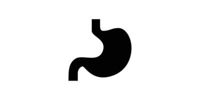 The stomach is shown in black on a white background vector