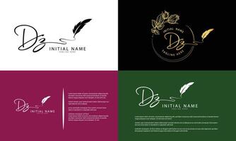 DZ Z D initial signature logo template vector