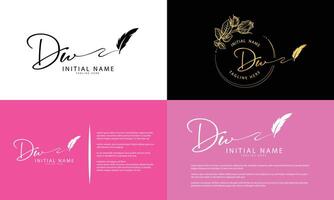 DW U W initial signature logo template vector