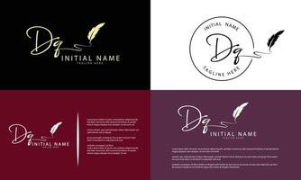 DQ Q D initial signature logo template vector
