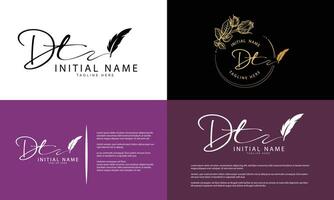 DT T D initial signature logo template vector