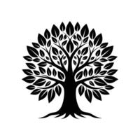 silhouette tree root isolated background vector