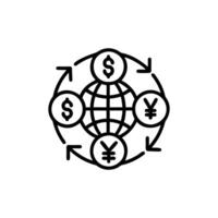 global currency exchange icon with dollar and euro vector