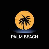 Palm tree summer logo template with black background vector