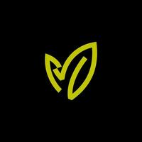 Minimalist Outline Leaf nature, natural Logo shape Design, featuring clean and elegant lines for a modern and eco-friendly branding look. vector