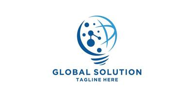 logo design global solution, connection, smart, bulb, technology, symbol, icon, , idea, creative. vector