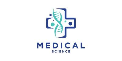 logo design medical science, experiment, lab, genetic, plus, healthcare, symbol, icon, , idea, creative. vector