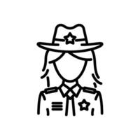 female sheriff icon, line style icon vector