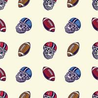 seamless pattern of a skull American footballer vector