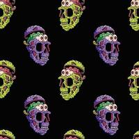 seamless pattern of a monster zombie skull with an open head vector