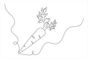 Carrot continuous one line drawing of outline flat design vector