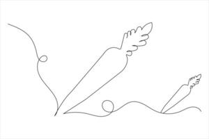 Carrot continuous one line drawing of isolated outline flat icon vector