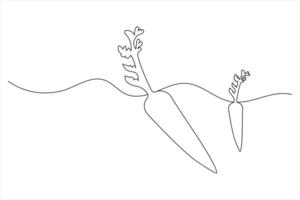 Carrot continuous single line drawing of isolated outline flat design vector