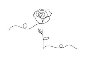 Continuous one line rose flower drawing of line illustration vector