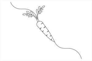 Continuous one carrot line drawing of isolated outline flat design vector