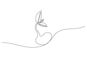 Growth plant processing one line drawing of tree outline illustration vector