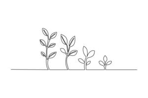 Growth plant processing one line art of tree outline flat icon vector