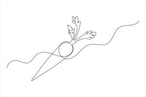 Carrot continuous one line drawing of isolated outline simple design vector